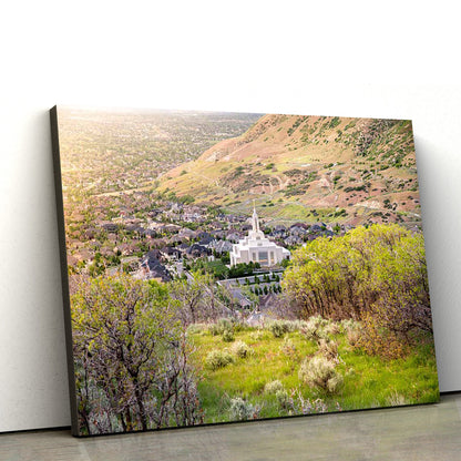 Draper Utah Temple Irradiated Canvas Wall Art - Jesus Christ Picture - Canvas Christian Wall Art