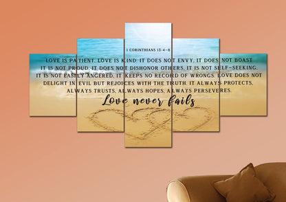 Drawn Love Love Is Patient, Love Is Kind Wall Art - Christian Canvas Wall Art