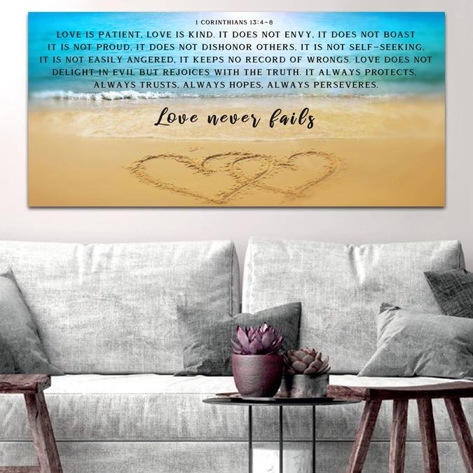 Drawn Love Love Is Patient, Love Is Kind Wall Art - Christian Canvas Wall Art