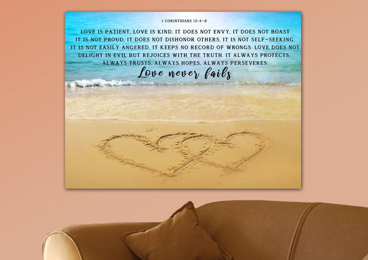 Drawn Love Love Is Patient, Love Is Kind Wall Art - Christian Canvas Wall Art