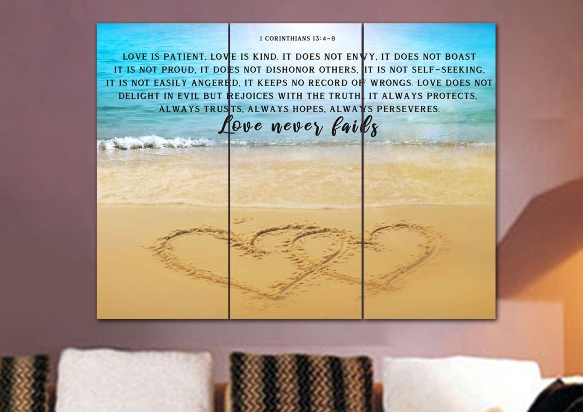 Drawn Love Love Is Patient, Love Is Kind Wall Art - Christian Canvas Wall Art