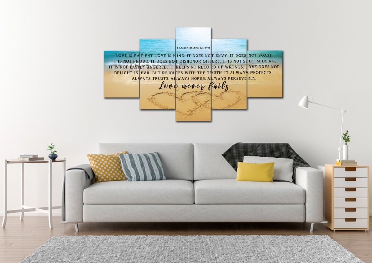 Drawn Love Love Is Patient, Love Is Kind Wall Art - Christian Canvas Wall Art
