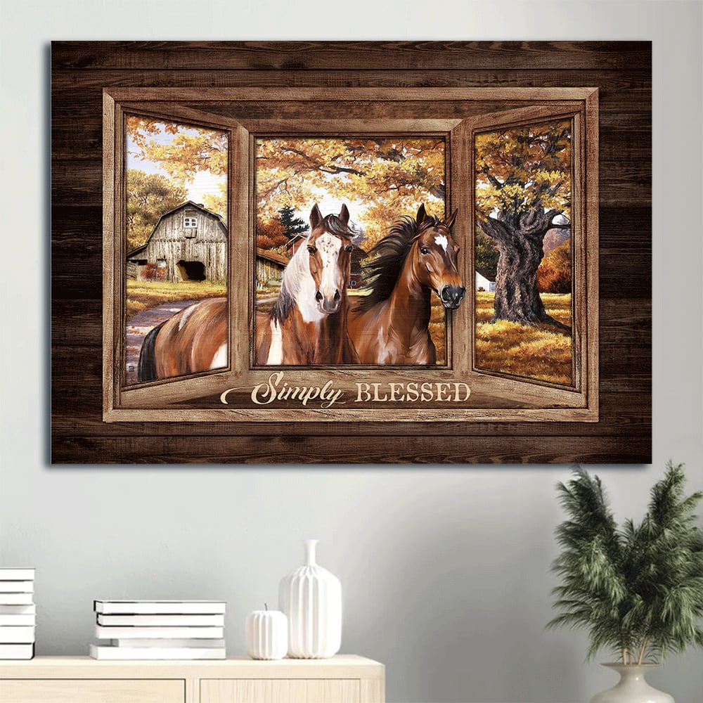 Dream Horse Autumn Forest Sunny Day Window Drawing Canvas Simply Blessed Canvas Wall Art - Christian Wall Decor