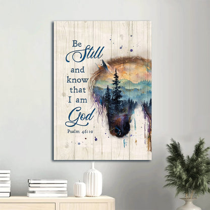 Dream Horse Mountain Colorful Sunset Be Still And Know That I Am God Canvas Wall Art - Christian Gift