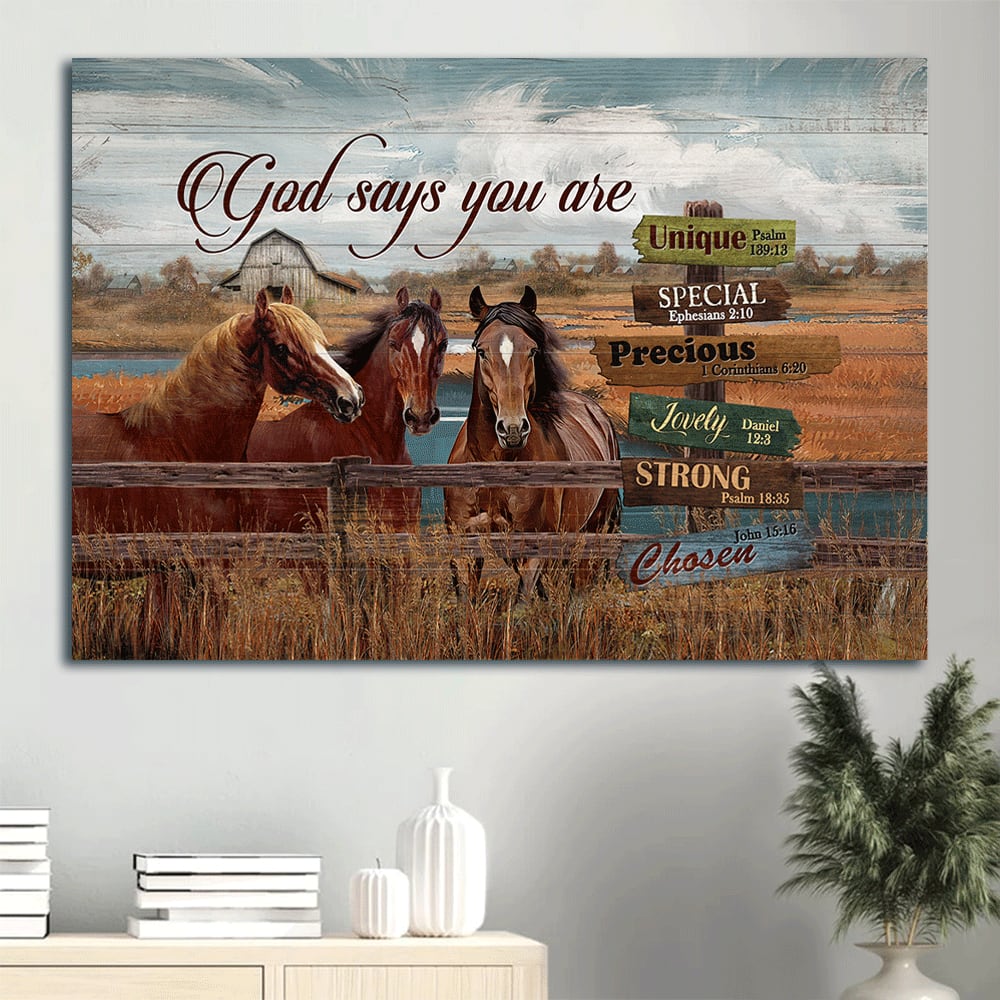 Dream Horses Countryside Painting Rice Field Canvas God Says You Are Canvas Wall Art - Christian Wall Decor
