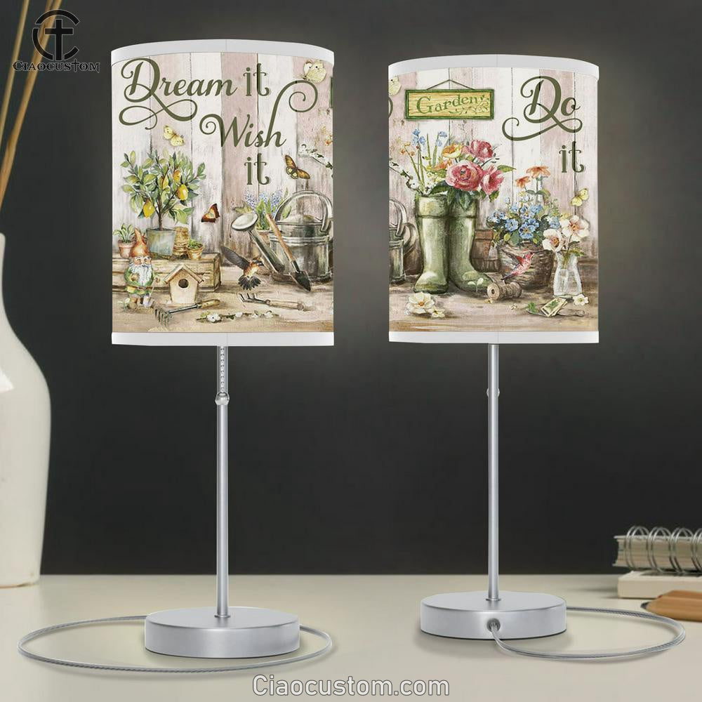 Dream It Wish It Do It Flower Large Table Lamp Art - Christian Lamp Art Home Decor - Religious Table Lamp Prints