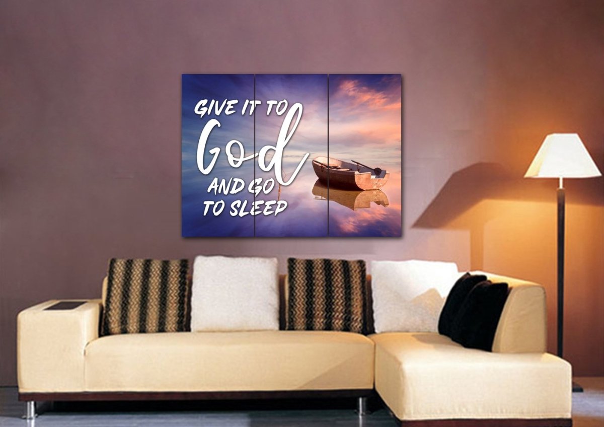 Dreamy Boat Give It To God And Go To Sleep Sign, Wall Art & Decor - Christian Canvas Wall Art