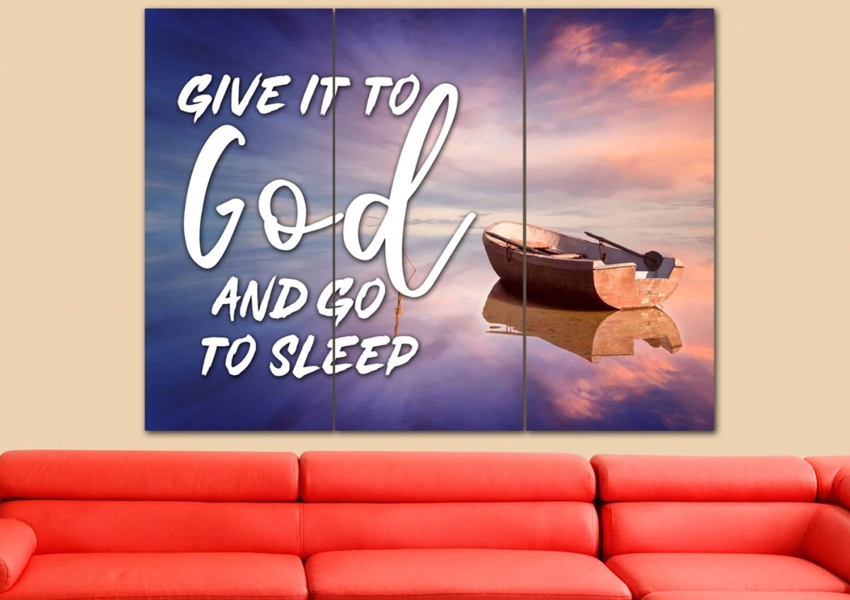 Dreamy Boat Give It To God And Go To Sleep Sign, Wall Art & Decor - Christian Canvas Wall Art