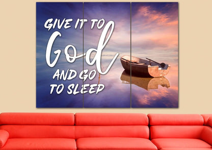 Dreamy Boat Give It To God And Go To Sleep Sign, Wall Art & Decor - Christian Canvas Wall Art