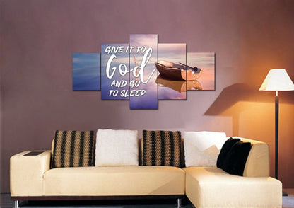 Dreamy Boat Give It To God And Go To Sleep Sign, Wall Art & Decor - Christian Canvas Wall Art