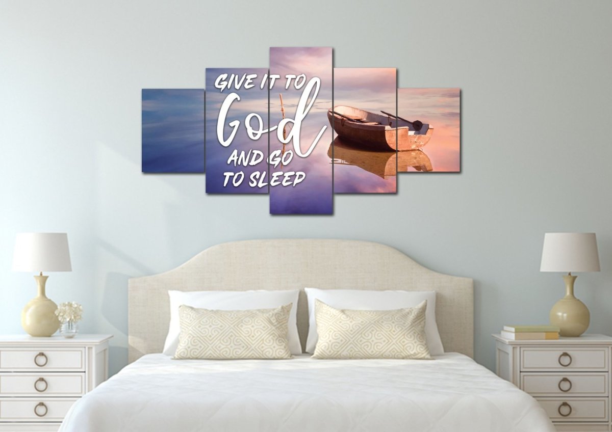 Dreamy Boat Give It To God And Go To Sleep Sign, Wall Art & Decor - Christian Canvas Wall Art
