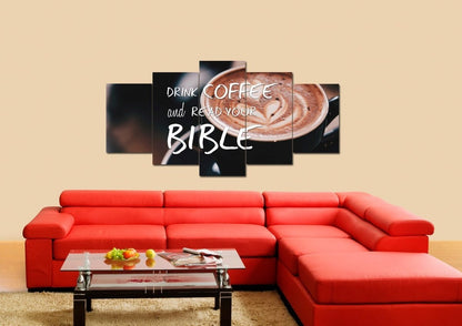 Drink Coffee And Read Your Bible' Wall Art Canvas Print - Christian Canvas Wall Art