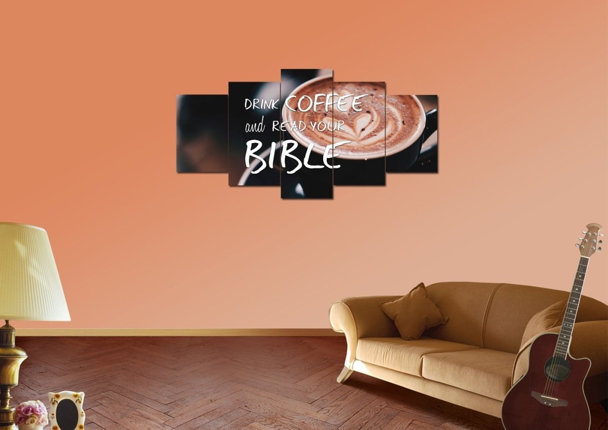 Drink Coffee And Read Your Bible' Wall Art Canvas Print - Christian Canvas Wall Art