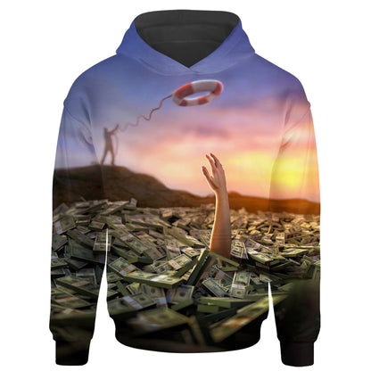 Drowning In Wealth - Those Who Trust In Their Riches Will Fall Proverbs 11 28 Christian Hoodie 3d