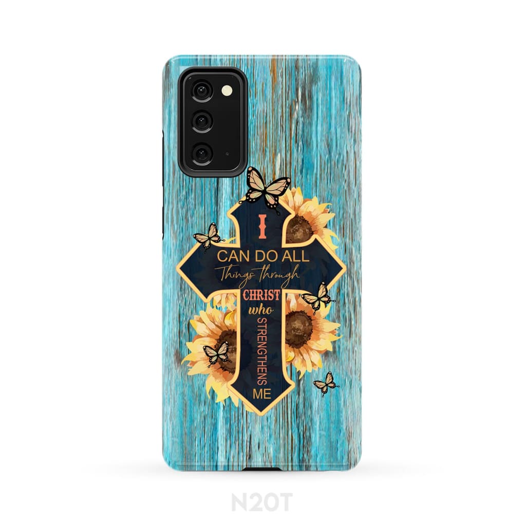 Sunflower Cross - I Can Do All Things Through Christ Phone Case - Inspirational Bible Scripture iPhone Cases