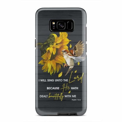 Sunflower Sparrow - I Will Sing Unto The Lord Psalm 136 Kjv Bible Verse Phone Case - Inspirational Bible Scripture iPhone Cases