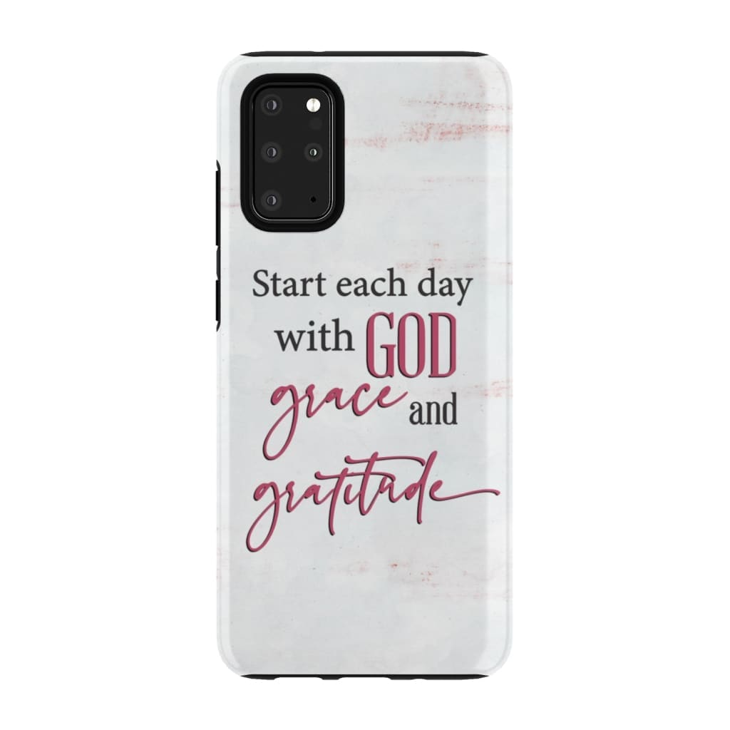 Start Each Day With God Grace Gratitude Phone Case - Inspirational Bible Scripture iPhone Cases