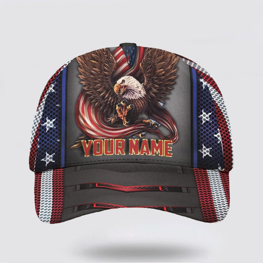 Eagle Ameriacan Custom Name Baseball Cap - Christian Hats for Men and Women