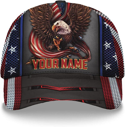 Eagle Ameriacan Custom Name Baseball Cap - Christian Hats for Men and Women