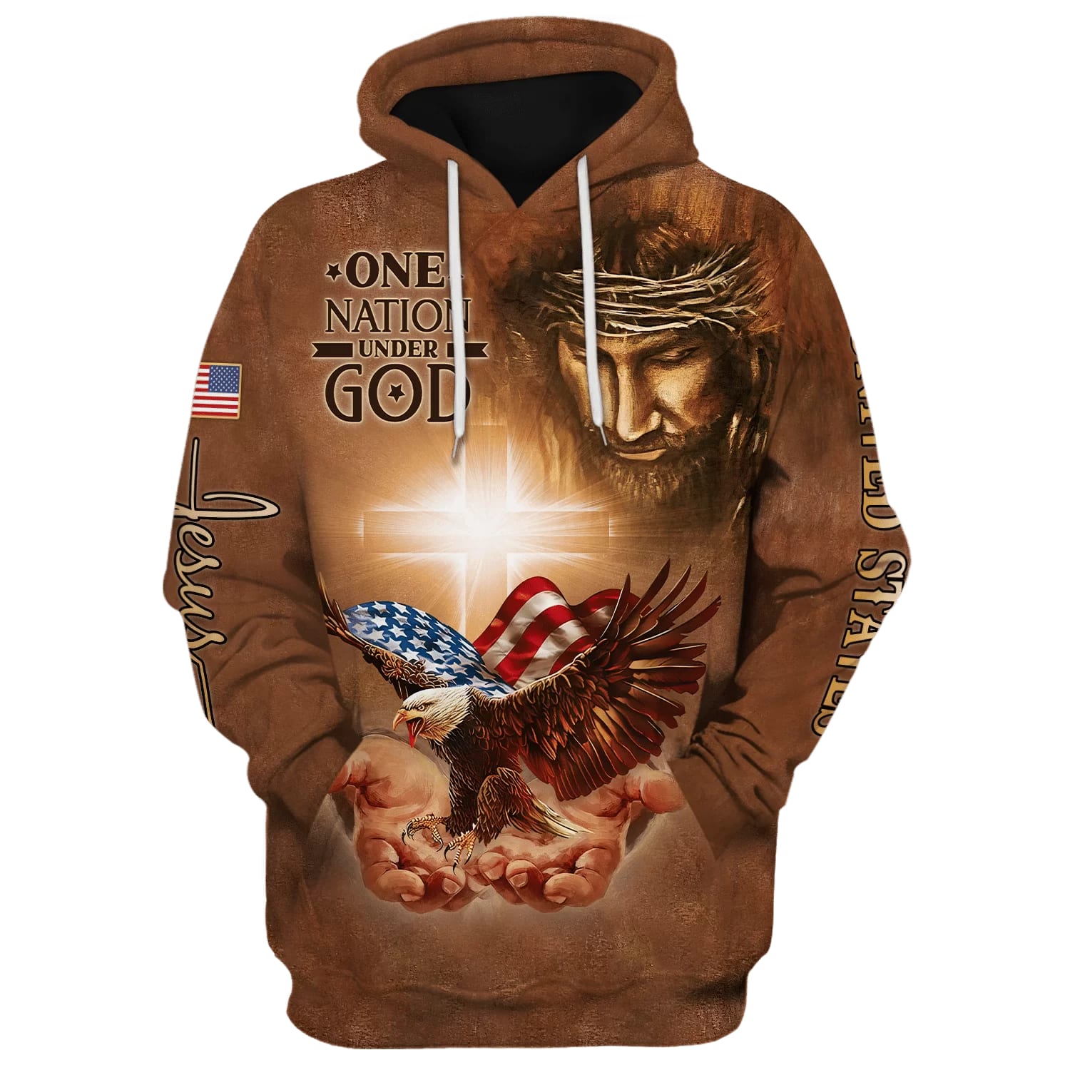 Eagle American And Jesus - One Nation Under God Hoodies - Jesus Hoodie - Men & Women Christian Hoodie - 3D Printed Hoodie