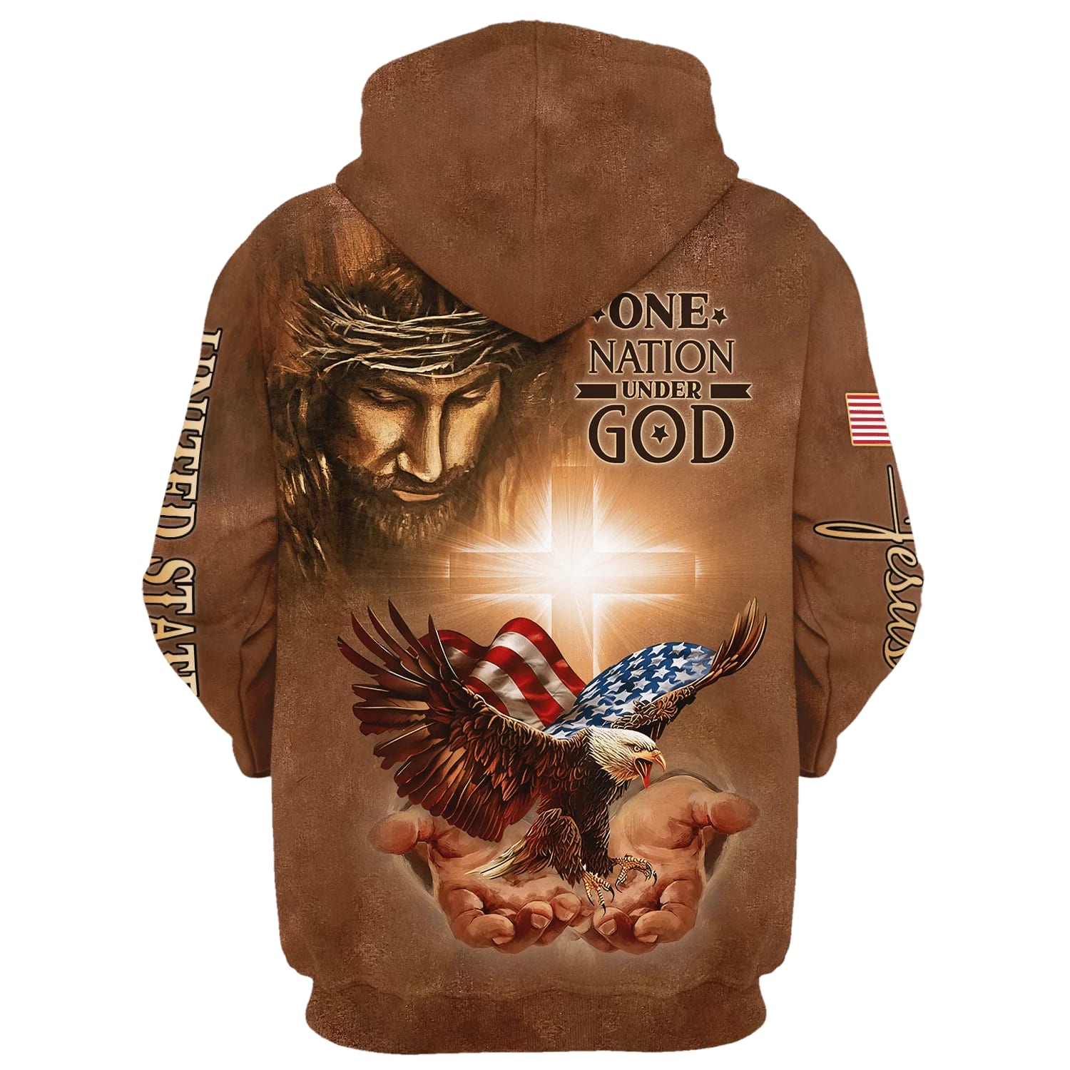 Eagle American And Jesus - One Nation Under God Hoodies - Jesus Hoodie - Men & Women Christian Hoodie - 3D Printed Hoodie