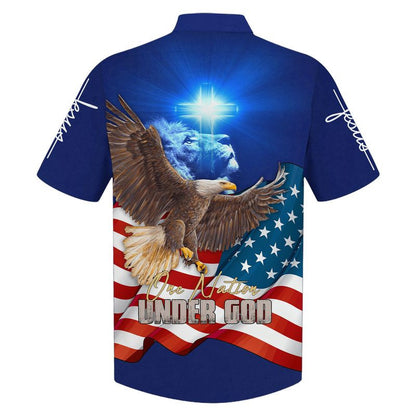 Eagle American One Nation Under God Hawaiian Shirt - Best Hawaiian Shirts - Christian Hawaiian Shirt