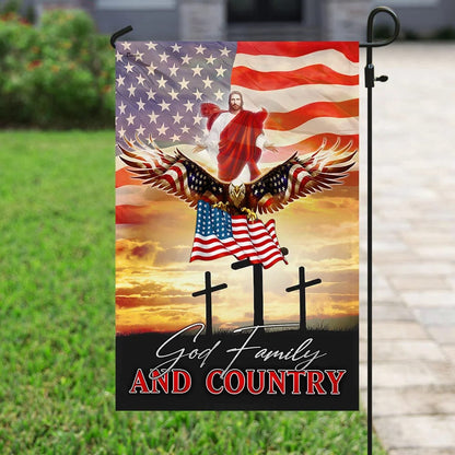 Eagle And Jesus Jesus – God Family and Country Flag - Outdoor Christian House Flag - Christian Garden Flags
