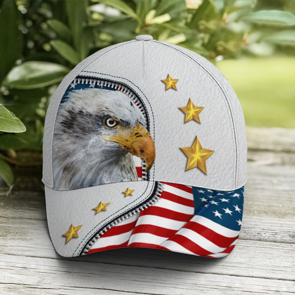 Eagle And US Flag Baseball Cap