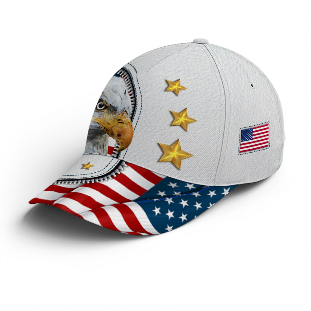 Eagle And US Flag Baseball Cap