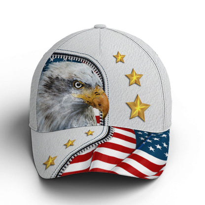Eagle And US Flag Baseball Cap