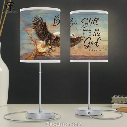 Eagle Be Still And Know That I Am God Table Lamp For Bedroom - Bible Verse Table Lamp - Religious Room Decor