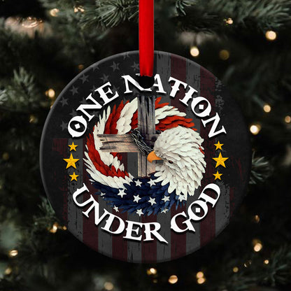 Eagle Ceramic Circle Ornament - One Nation Under God - Unique Housewarming Gifts