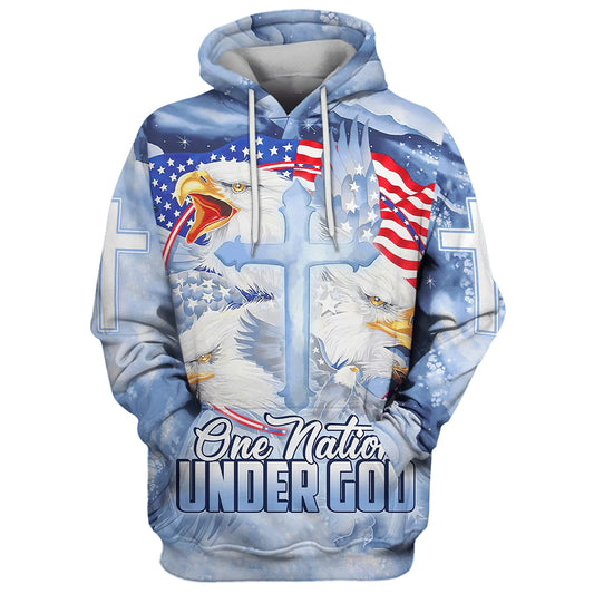 Eagle Christian Cross Jesus America One Nation Under God 3D Hoodies - Jesus Hoodie - Men & Women Christian Hoodie - 3D Printed Hoodie