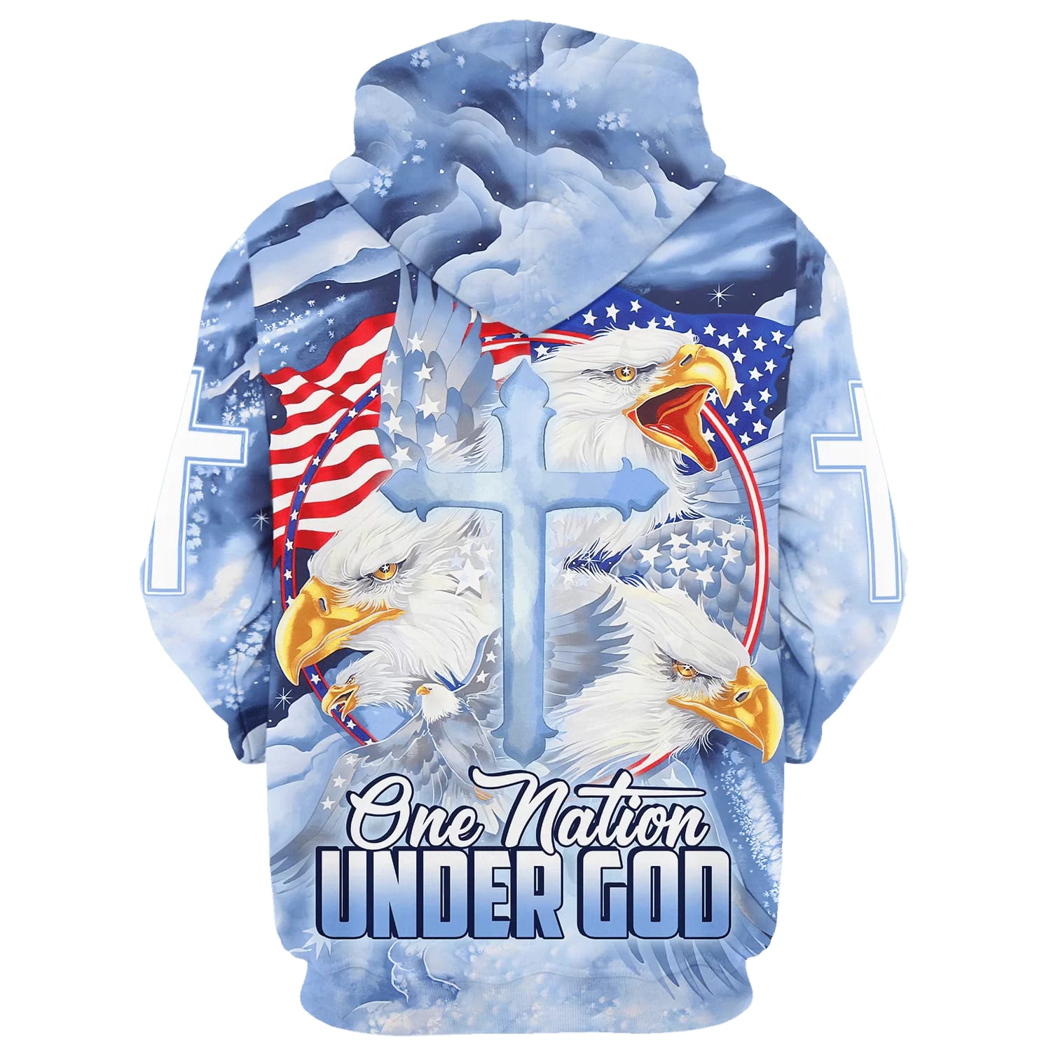 Eagle Christian Cross Jesus America One Nation Under God 3D Hoodies - Jesus Hoodie - Men & Women Christian Hoodie - 3D Printed Hoodie