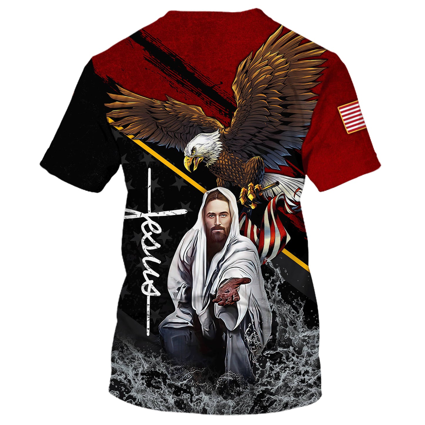 Eagle Jesus Reaching Hand America One Nation Under God 3D All Over Printed Shirt for Men and Women