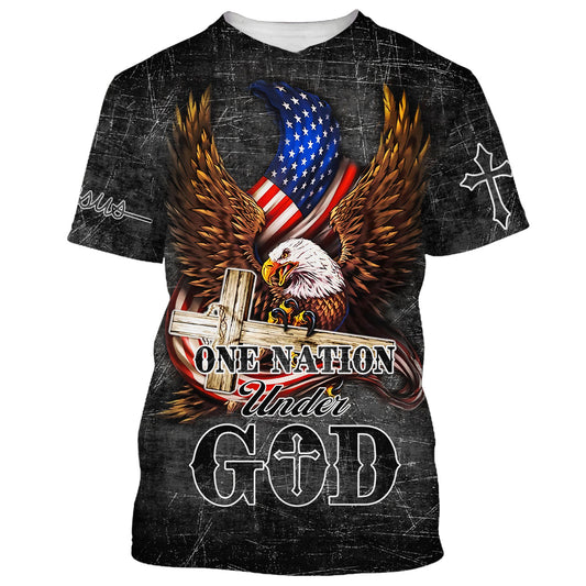 Eagle One Nation Under God 3d T-Shirts - Christian Shirts For Men&Women