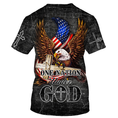Eagle One Nation Under God 3d T-Shirts - Christian Shirts For Men&Women
