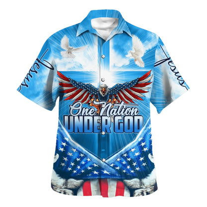 Eagle One Nation Under God American Hawaiian Shirt - Christian Hawaiian Shirt - Best Hawaiian Shirts