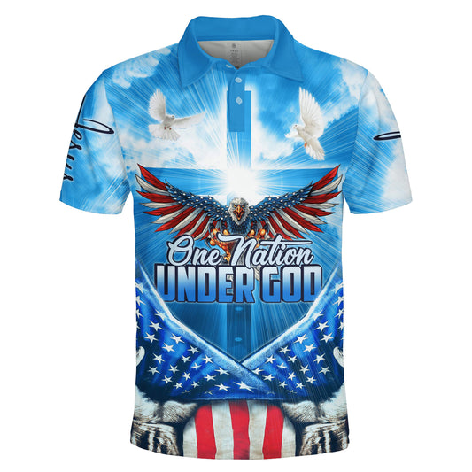 Eagle One Nation Under God Polo Shirt - Christian Shirts & Shorts