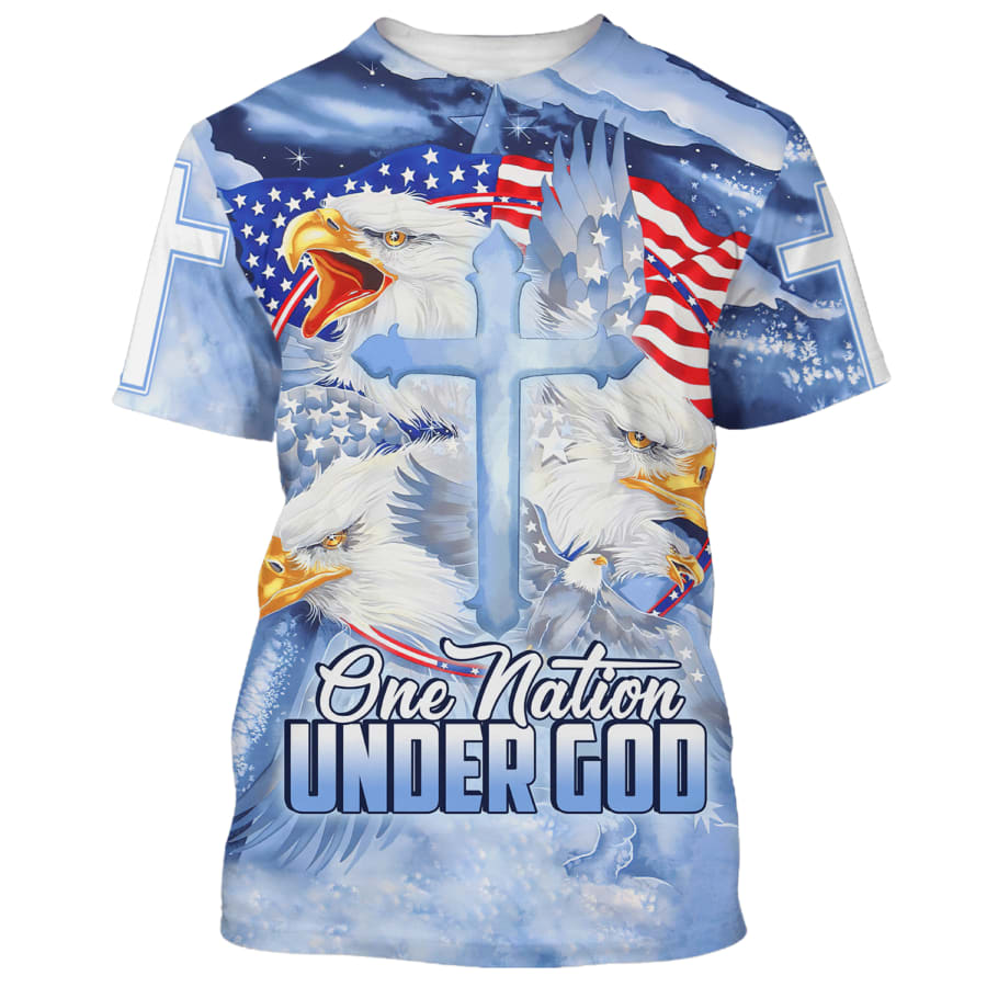Eagle Patriot One Nation Under God 3D All Over Printed Shirt for Men and Women