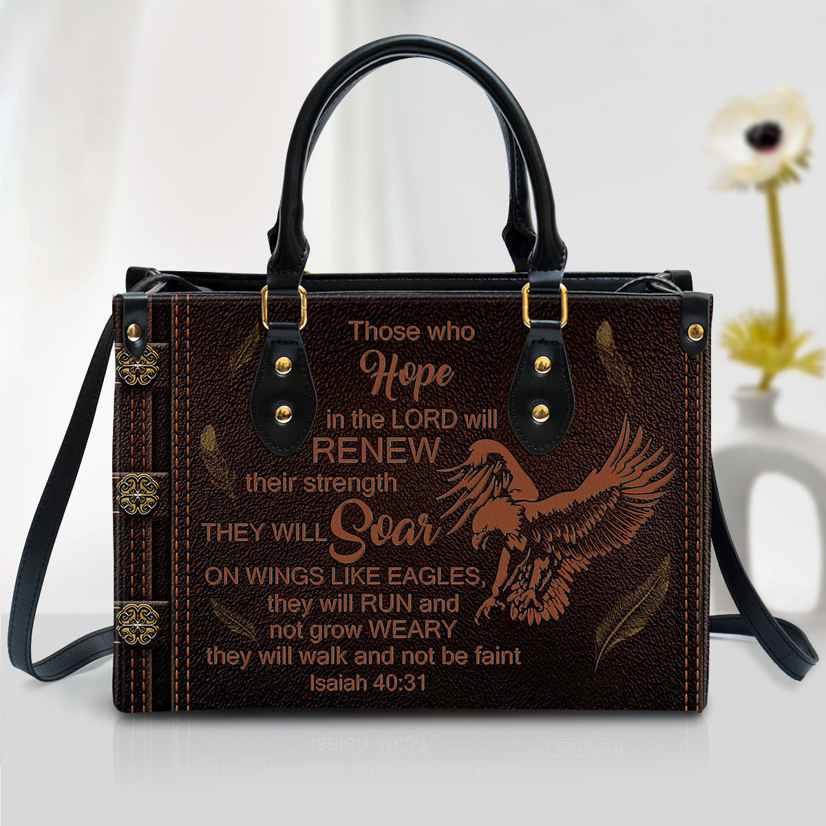 Eagle Those Who Hope In The Lord Will Renew Their Strength Leather Handbag - Religious Gifts For Women