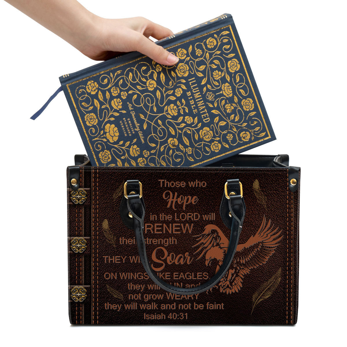 Eagle Those Who Hope In The Lord Will Renew Their Strength Leather Handbag - Religious Gifts For Women