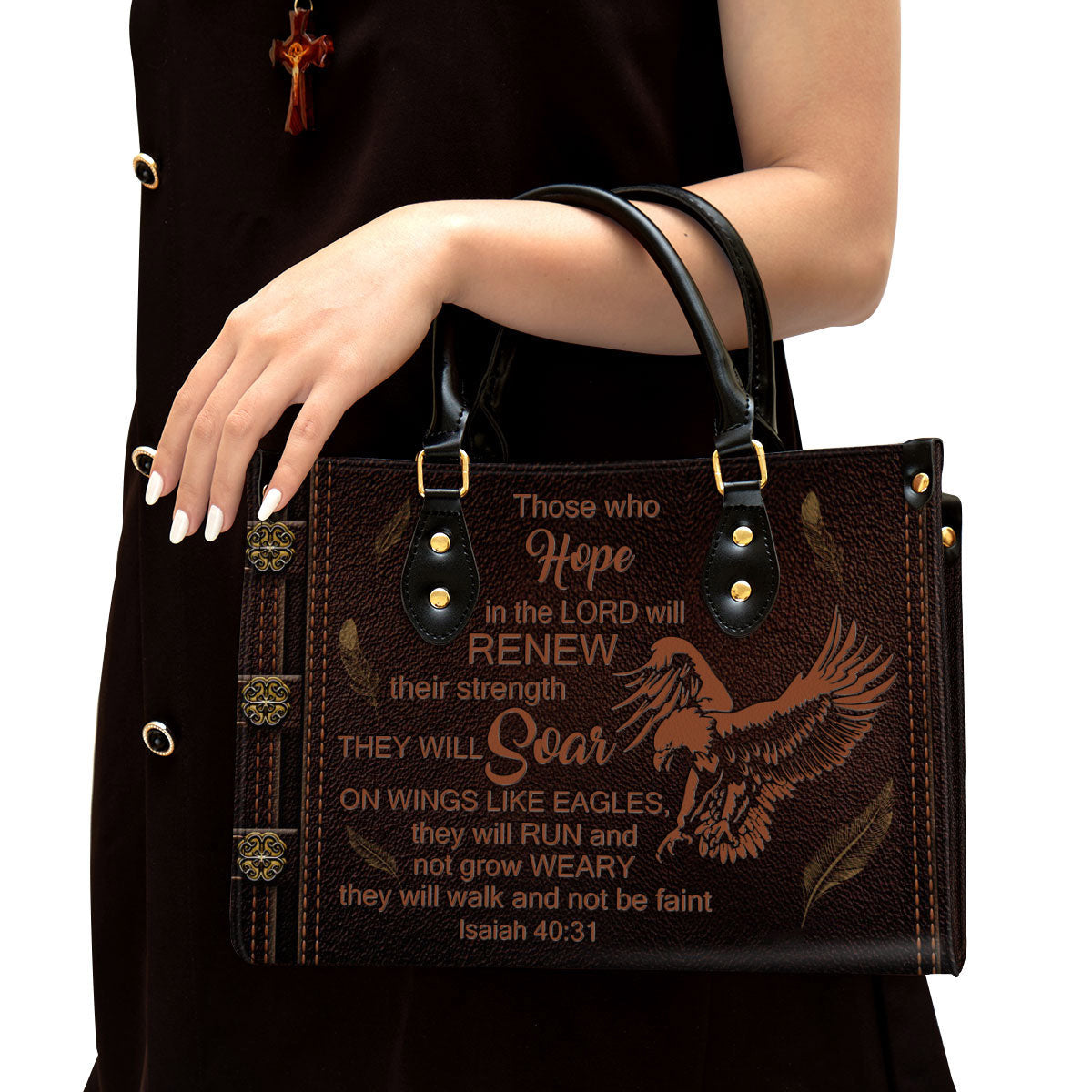 Eagle Those Who Hope In The Lord Will Renew Their Strength Leather Handbag - Religious Gifts For Women