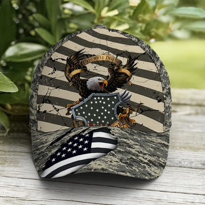Eagle Veteran US Flag Camo Pattern Baseball Cap