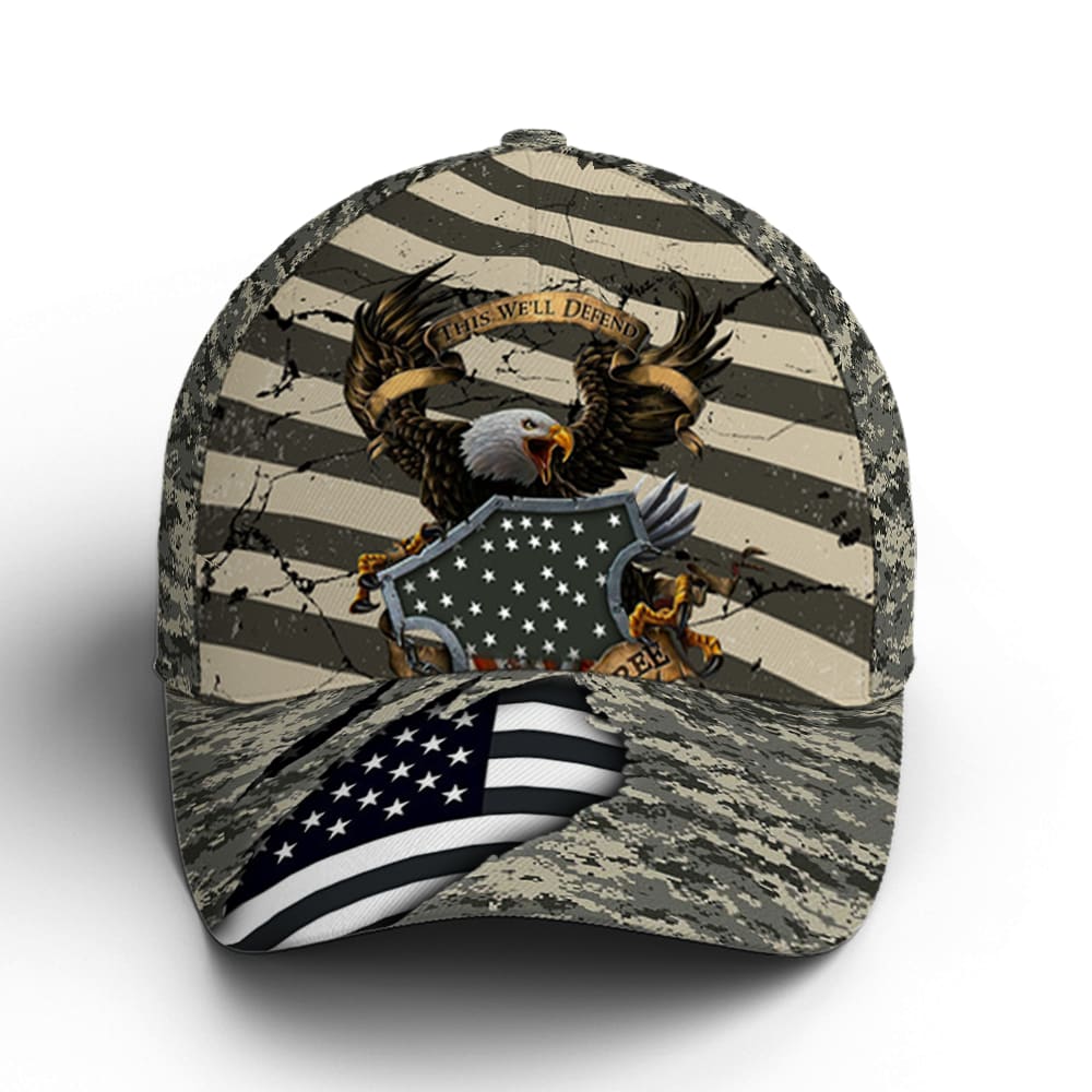 Eagle Veteran US Flag Camo Pattern Baseball Cap