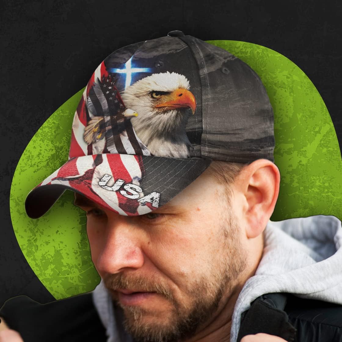 Eagle With The Cross Baseball Cap - Christian Hats for Men and Women