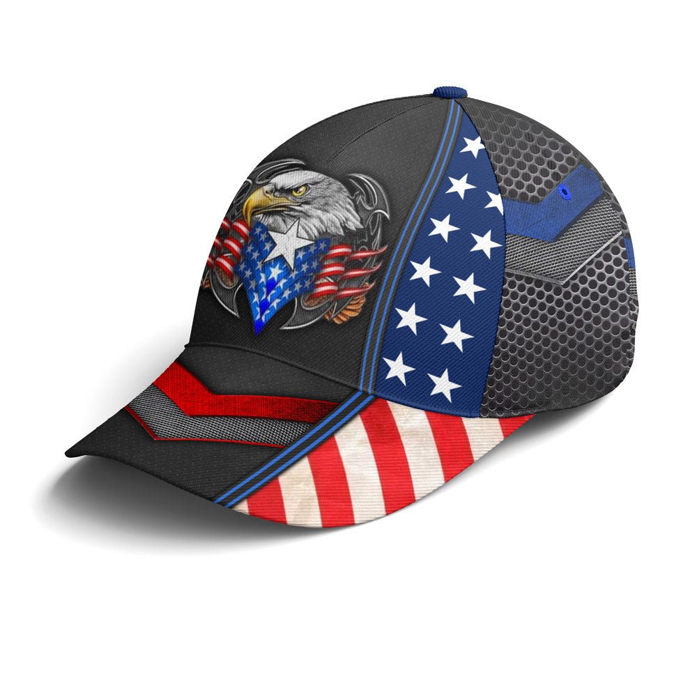 Eagles America US Flag Metallic Baseball Cap