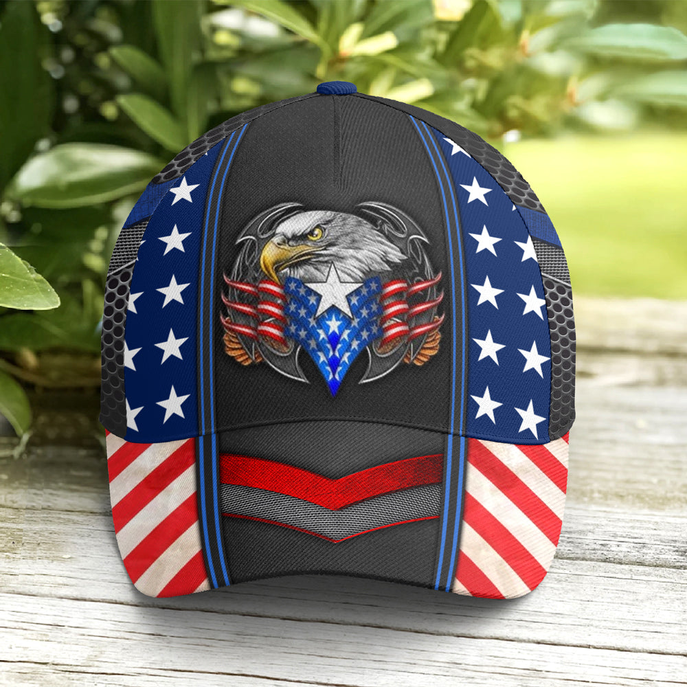 Eagles America US Flag Metallic Baseball Cap