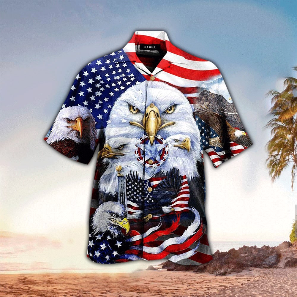 Eagles Patriotism American Sky Hawaiian Shirt - Christian Hawaiian Shirt for Men Women