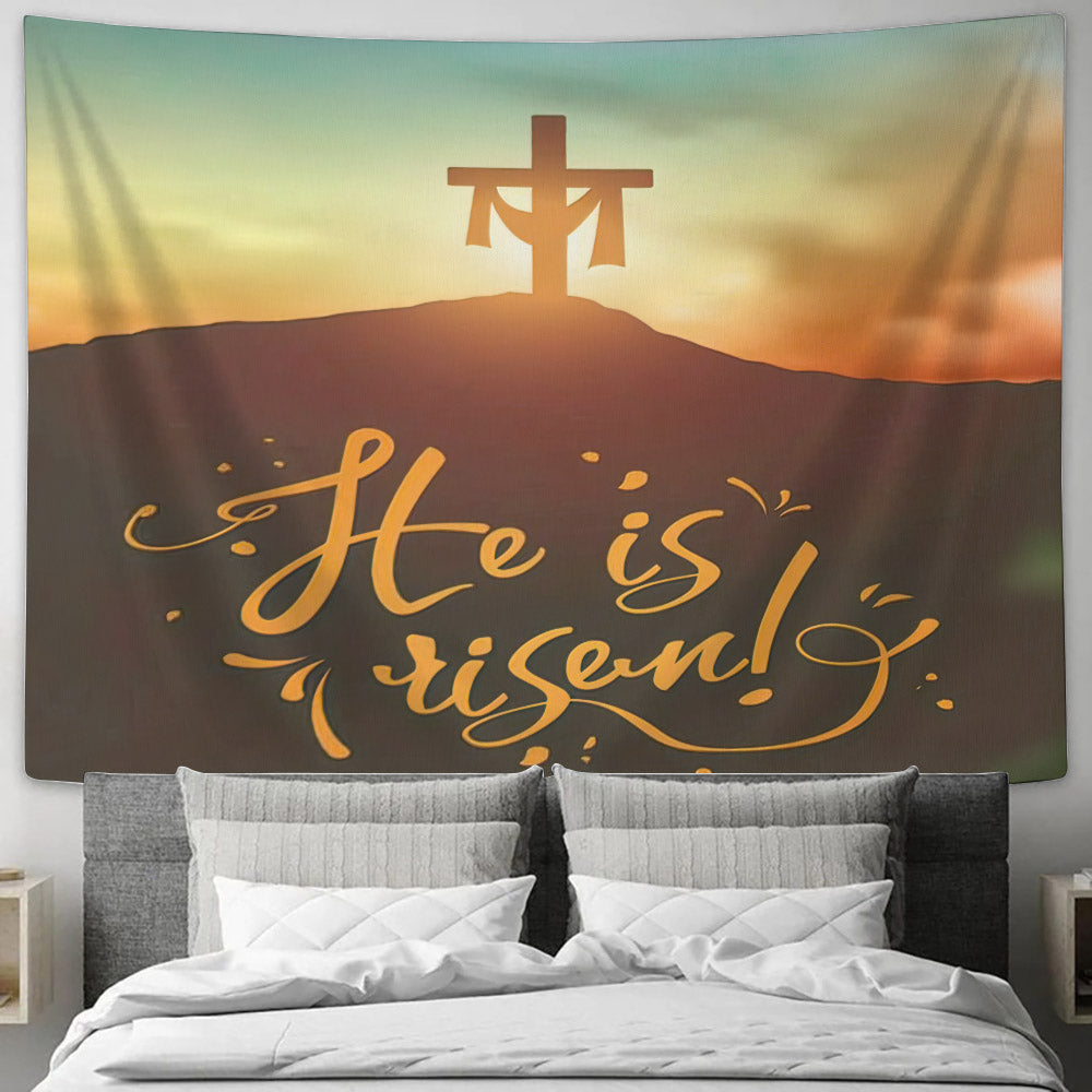 Easter Day He is Risen Tapestry - Jesus Tapestry - Bible Tapestry - Christian Wall Tapestry - Religious Tapestry Wall Hangings - Ciaocustom